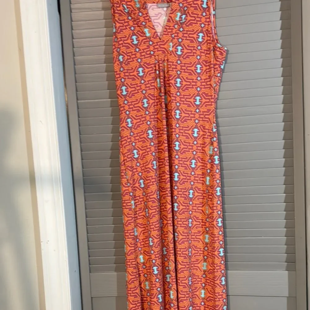 Coral V-Neck Sleeveless Wrap Maxi Dress by (Ellie Kai) size M - Picture 14 of 15